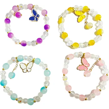 Náramek Korálkový náramek s motýlkem