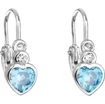 Stříbrné dětské náušnice visací se zirkonem modré srdce 11178.3 Light Blue