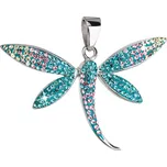 Stříbrný přívěsek s krystaly Swarovski modro-zelená vážka 34164.3 Magic Indicolite
