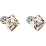 Stříbrné náušnice pecka s krystaly Swarovski hnědý čtverec 31065.3 Light Silk