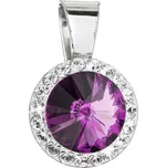 Stříbrný přívěsek s křišťály Preciosa fialový kulatý 34251.3 Amethyst