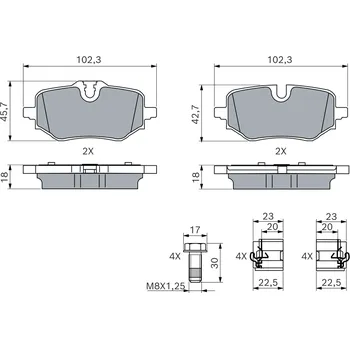 Brzdová destička Sada brzdových destiček, vždy 4 kusy v sadě BOSCH 0 986 460 280