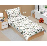Povlečení bavlněné Junior Bílá,Zelená,Hnědá - 140x200, 70x90 cm BX10273