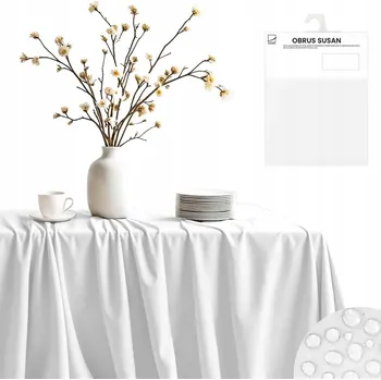 ubrus UBRUS ODOLNÝ PROTI SKVRNÁM 130x180 CM VÁNOČNÍ NA ŠTĚDROVEČERNÍ STŮL BÍLÝ HLADKÝ