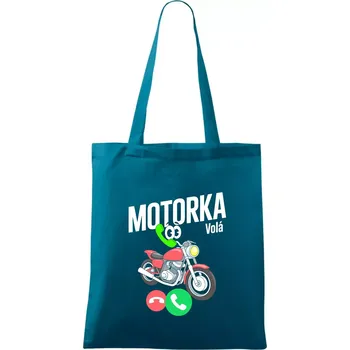 Karikatura motorka silnice volá - Taška bavlněná - 42 x 38 cm ( Petrolejová )
