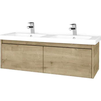 Koupelnový nábytek Dřevojas - Umyvadlová skříňka BONO SZZ2 125 (dvojumyvadlo Harmonia) - D09 Arlington / Úchytka T33 - černá mat / D09 Arlington 204266J