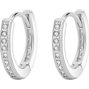 Náušnice NUBIS® Stříbrné náušnice kroužky se zirkony - NB-3142