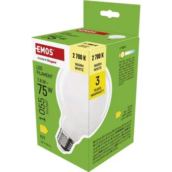 Žárovka EMOS Filament G95 LED E27 7,8W 230V 1055lm teplá bílá