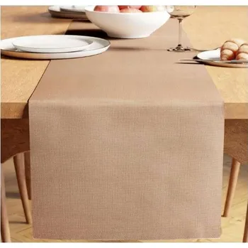 ubrus Běžec na stůl žebrovaný bavlněný dekorativní béžový 32 x 250 cm