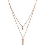 Pozlacený stříbrný ROSE náhrdelník kulička a úzký obdelník se zirkony bílý 12057.1 crystal