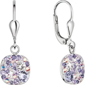 Šperk Stříbrné visací náušnice se Swarovski krystaly 31320.3 violet