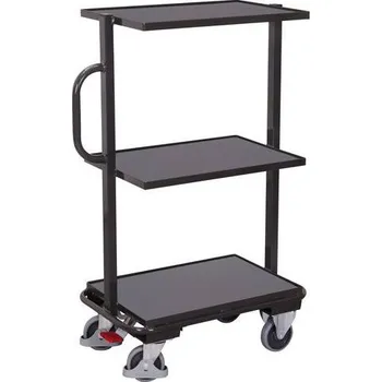 Variofit Policový vozík se svislým madlem, 3 police, ??edý