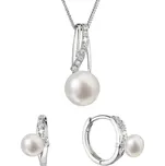 Perlová souprava se zirkony a bílou říční perlou 29074.1