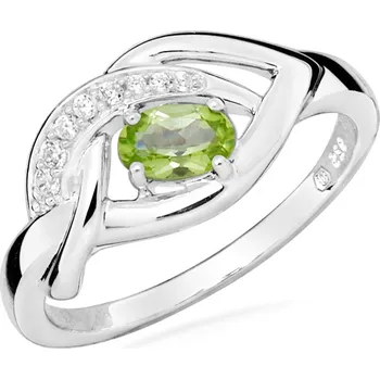 Prsten MOISS stříbrný prsten OLIVÍN Velikost 53 mm RG000114