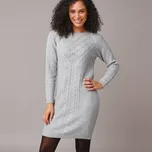 Úpletové šaty s copánkovým vzorem šedý melír 38/40