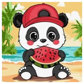 Set školních potřeb Malowanie po numerach - Lato.Panda z arbuzem 25x25