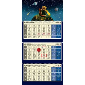 plyšák Tříměsíční kalendář 2026 LUXUS - MALÝ PRINC