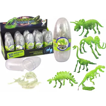 Figurka 3D kostra dinosaurů, mamuta ve vejci - svítící ve tmě