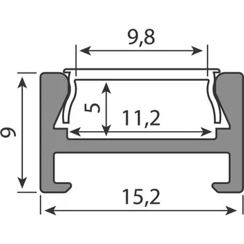 Stavební profil McLED ML-761.445.07.2 Přisazený hliníkový profil PDA 15x9mm bez difuzoru černý 2m