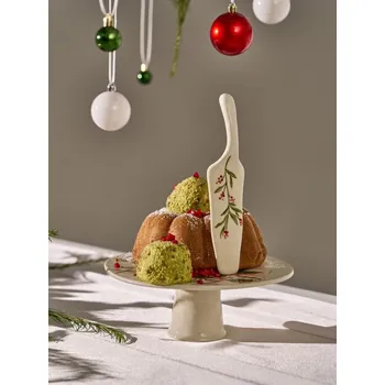 Sinsay - Vánoční tác na nožce s lopatkou, zdobený rostlinným vzorem - vícebarevná - 426GI-MLC - 426GI-MLC-ONE