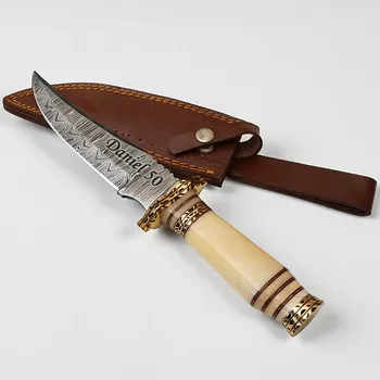 Exkluzivní lovecký nůž z damascénské oceli a rukojetí z kosti velblouda Classic