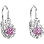 Stříbrné dětské náušnice visací se zirkonem růžová kytička 11176.3 Fuchsia