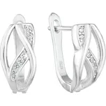 Stříbrné náušnice visací se zirkonem bílý půlkruh 11243.1