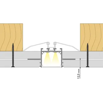 Stavebniny McLED ML-761.059.43.2 Vestavný hliníkový profil AO pro sádrokarton, 79x32mm, včetně mléčného difuzoru, 2m