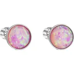 Stříbrné náušnice pecky se syntetickým opálem růžové kulaté 11001.3 Pink s. Opal