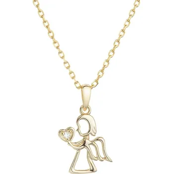Náušnice Pozlacený stříbrný náhrdelník anděl se zirkonem v srdíčku 12073.1