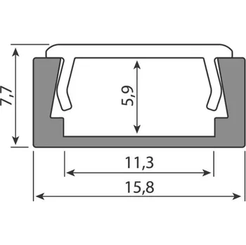 Stavební profil McLED ML-761.323.74.1 Přisazený hliníkový profil černý PG2 16x8mm včetně čirého difuzoru 1m