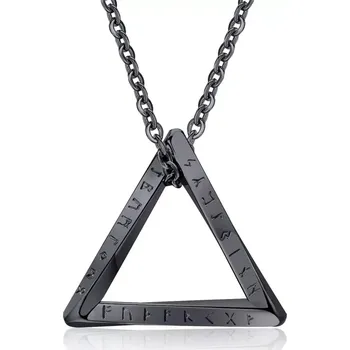 Přívěsek Přívěsek z chirurgické oceli Runový trojúhelník Černý - Model BEZ ŘETÍZKU (pouze přívěsek)