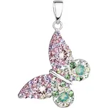 Stříbrný přívěsek s krystaly Swarovski mix barev motýl 34192.3 Sakura
