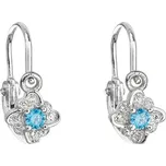 Stříbrné dětské náušnice visací se zirkonem modrá kytička 11175.3 Light Blue