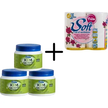 Chemické WC Sada Flow - 3x WC sáčky Green + toaletní papír