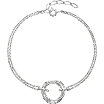 Náušnice Stříbrný náramek tři kroužky na dvojitém řetízku 63001