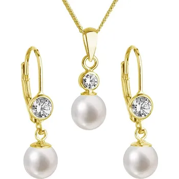 Souprava šperků Perlová souprava z říčních perel bílá 29006.1 Au plating