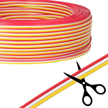 LED páska McLED ML-733.084.37.0 3-žilový plochý PVC kabel AWG 20/0,52 mm², (1,8-5,4mm), červená/bílá/žlutá