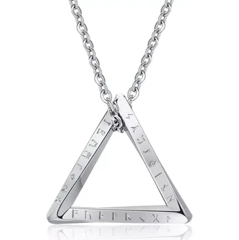 Přívěsek Přívěsek z chirurgické oceli Runový trojúhelník Stříbrný - Model BEZ ŘETÍZKU (pouze přívěsek)