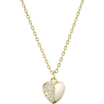Náušnice Pozlacený stříbrný náhrdelník srdíčko se zirkonky 12072.1