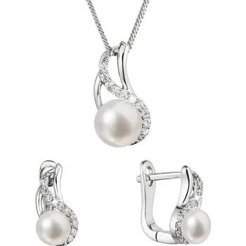 Souprava šperků Perlová souprava se zirkony a bílou říční perlou 29078.1