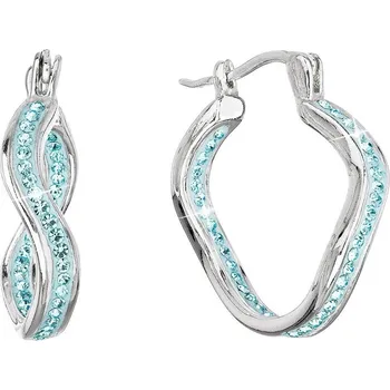 Šperk Stříbrné náušnice vlnkové kruhy s křišťály Preciosa modré 31219.3 Aqua