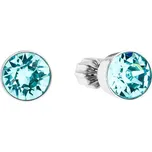 Stříbrné náušnice pecka se Swarovski krystaly modré kulaté 31113.3 Light Turquoise