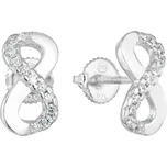 Stříbrné náušnice pecka se zirkonem bílé nekonečno 11255.1