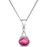 Stříbrný náhrdelník luxusní s pravým minerálním kamenem červený 12084.3 ruby