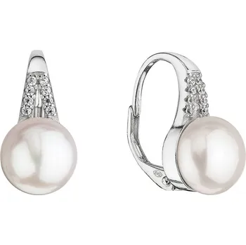 Náušnice Stříbrné náušnice visací s bílou říční perlou 21070.1