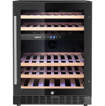 Stojan na víno Chladnička na víno, 2 zóny, 46 lahví, Arktic, Černá, 570x595x(H)820mm