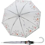 Doppler Fiber Long AC Transparent Floral Dreams - dámský holový vystřelovací deštník