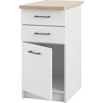 Kuchyňská skříňka Spodní kuchyňská skříňka se zásuvkami, bílý akryl vysoký lesk a pracovní deska 40 cm