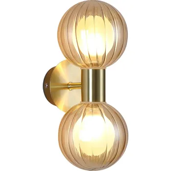 Lampička Searchlight Koupelnové světlo nástěnné Lumisphere, krémová/mosazná, výška 28 cm, 2 žárovky. mosaz, krémová 2 x 7 W LED - Doprava zdarma